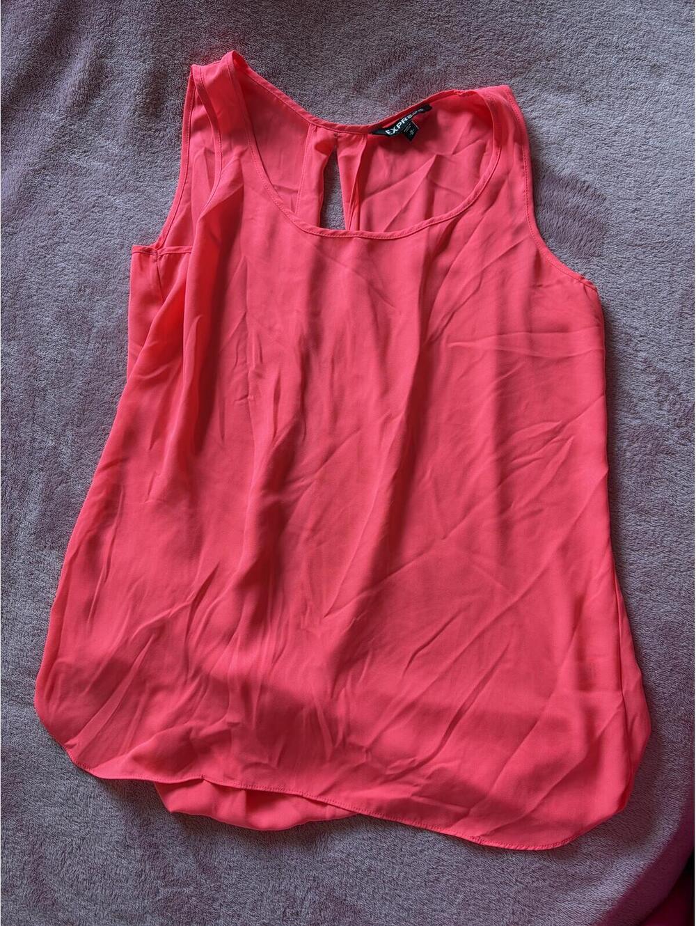 Express Coral Sleeveless Sheer Back Tank Top Medium